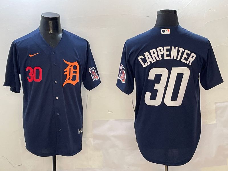 Men Detroit Tigers #30 Carpenter Drak Blue Game 2025 Nike MLB Jersey style 3114->detroit tigers->MLB Jersey